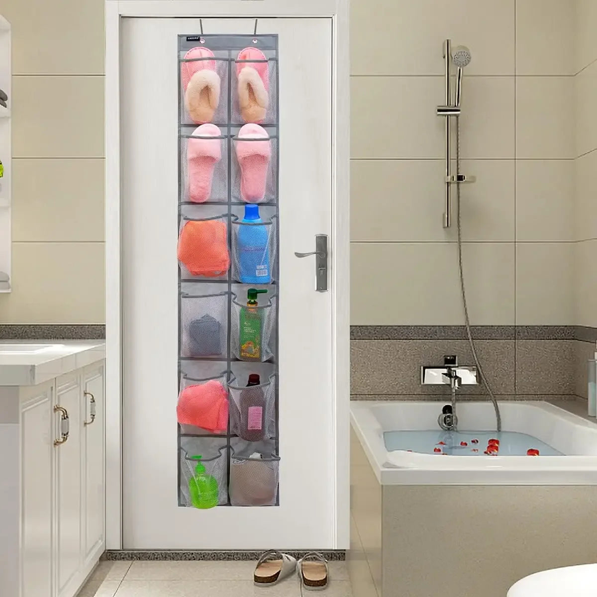 12-Pocket Hanging Shoe Organizer for Kids & Adults - Space-Saving Door Storage Solution Peaceful Pleasures Health and Wellness