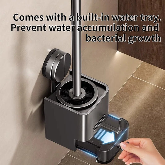 Wall-Mounted Suction Cup Toilet Brush & Holder | No Drilling Toilet Brush Holder Peaceful Pleasures Health and Wellness