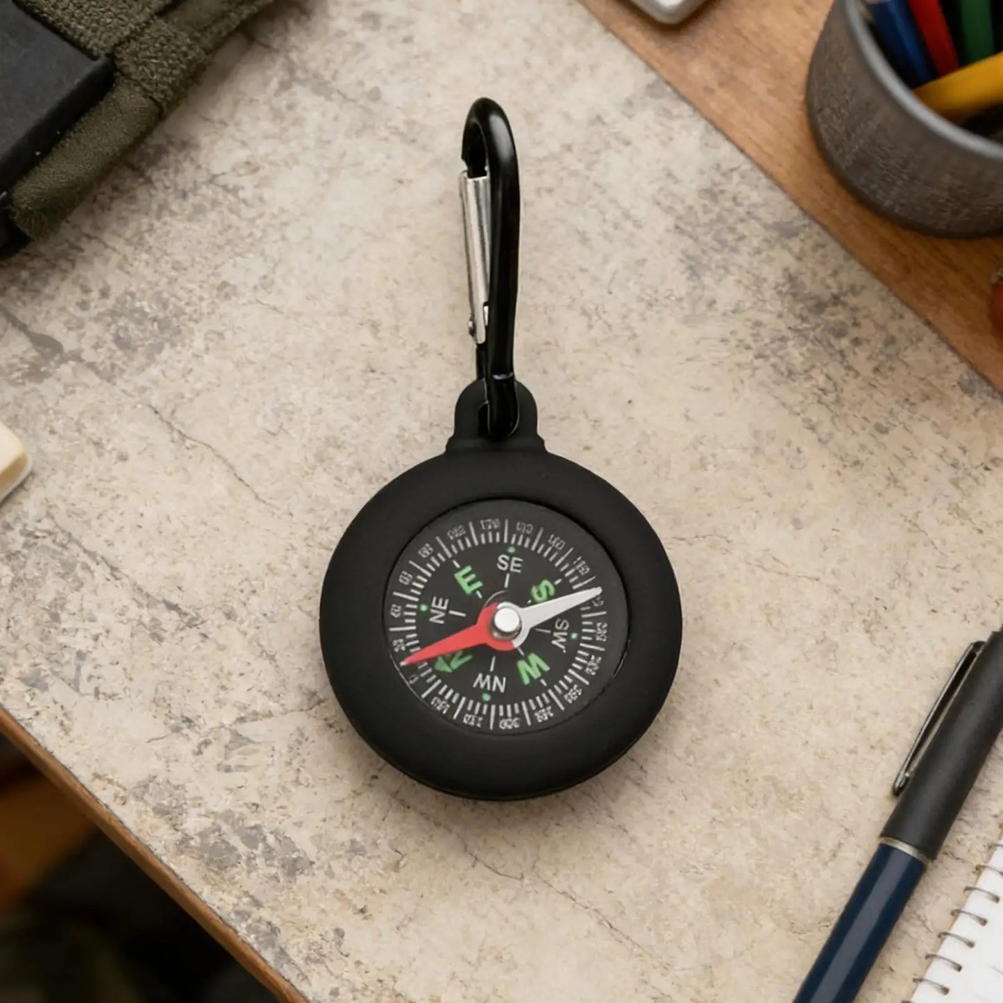 Portable Waterproof Hiking Compass with Carabiner Clip