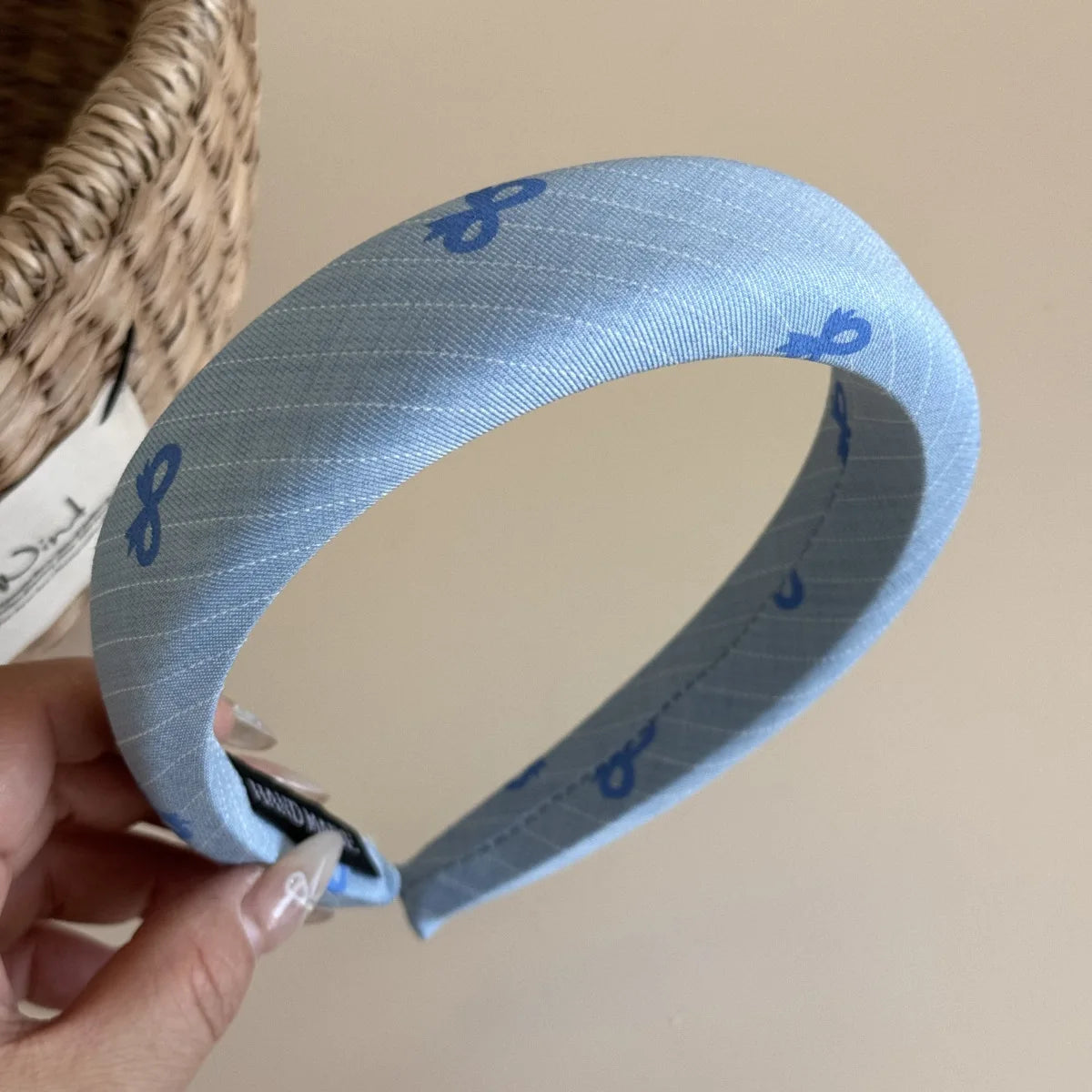 Sea Salt Hair Hoop Seaside Blue Striped Polka Dot Twill Fabric Sponge Headband Pressure Hair Accessories Daily Wear Decoration Peaceful Pleasures Health and Wellness H