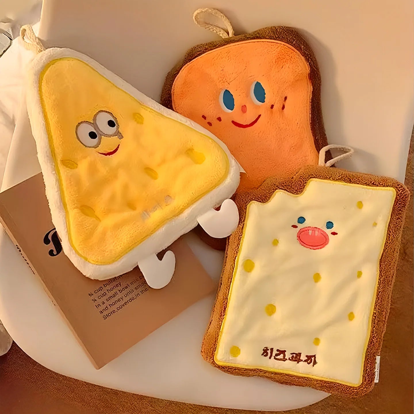 Cute Cartoon Hand Towel with Hanging Loop | Quick-Dry Kitchen & Bath