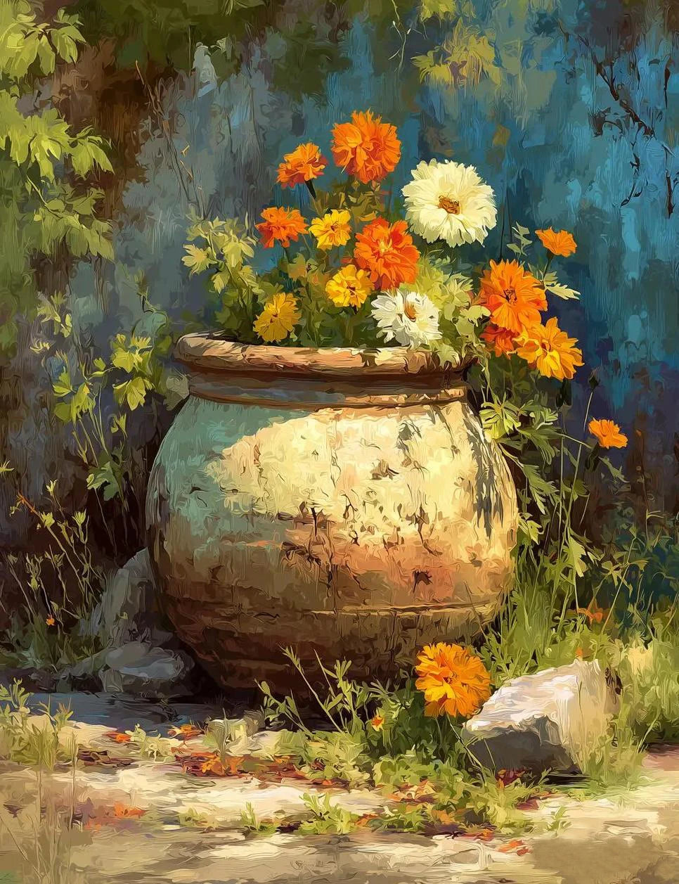 Rural Retro Garden Farm Wooden House Still Life Painting Art Poster Canvas Printing Living Room Sofa Background Wall Deco Peaceful Pleasures Health and Wellness
