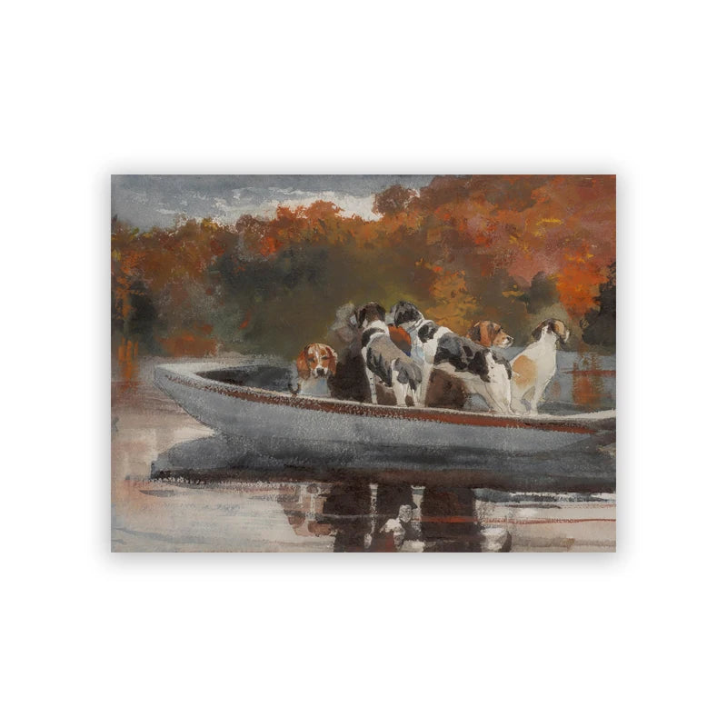 Vintage Autumn Farmhouse Landscape Canvas Print | Fall Wall Art