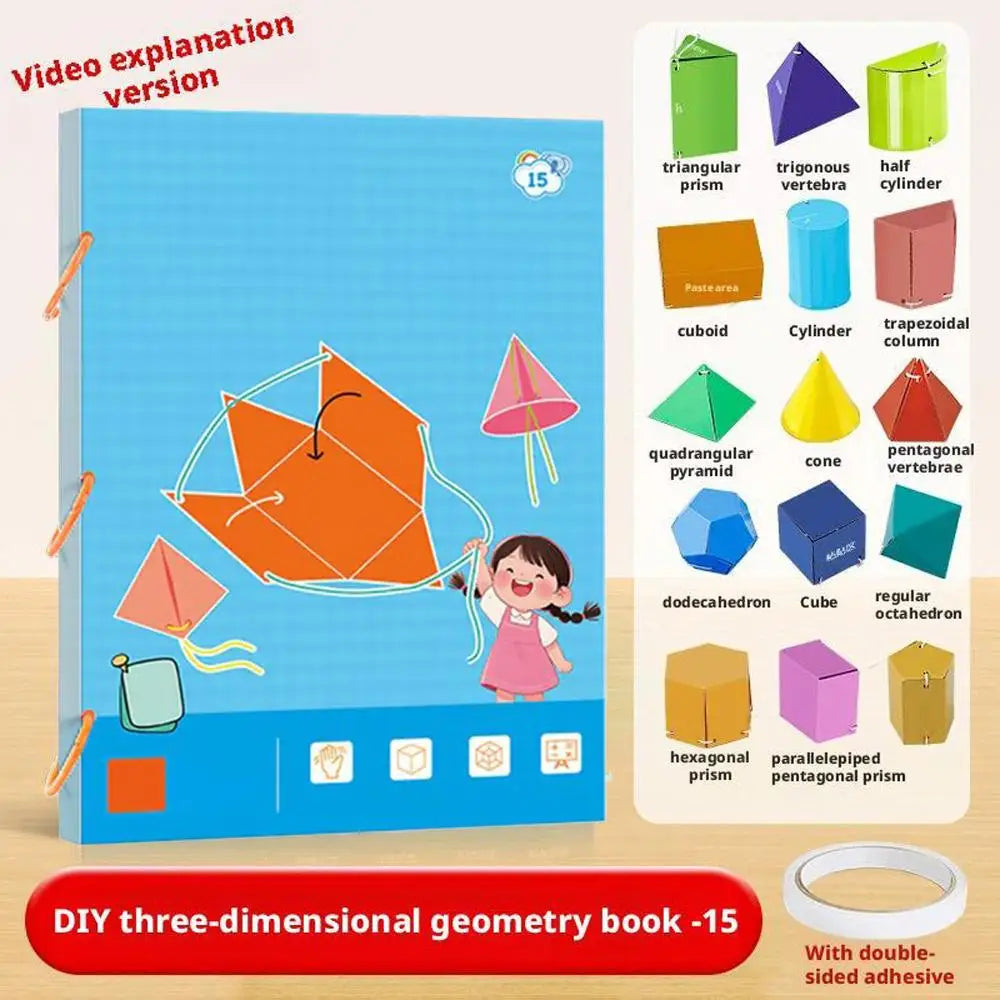 3D Geometry Children's Quiet Book Montessori Education Tracking Workbook Spatial Thinking DIY Math Learning Book Peaceful Pleasures Health and Wellness