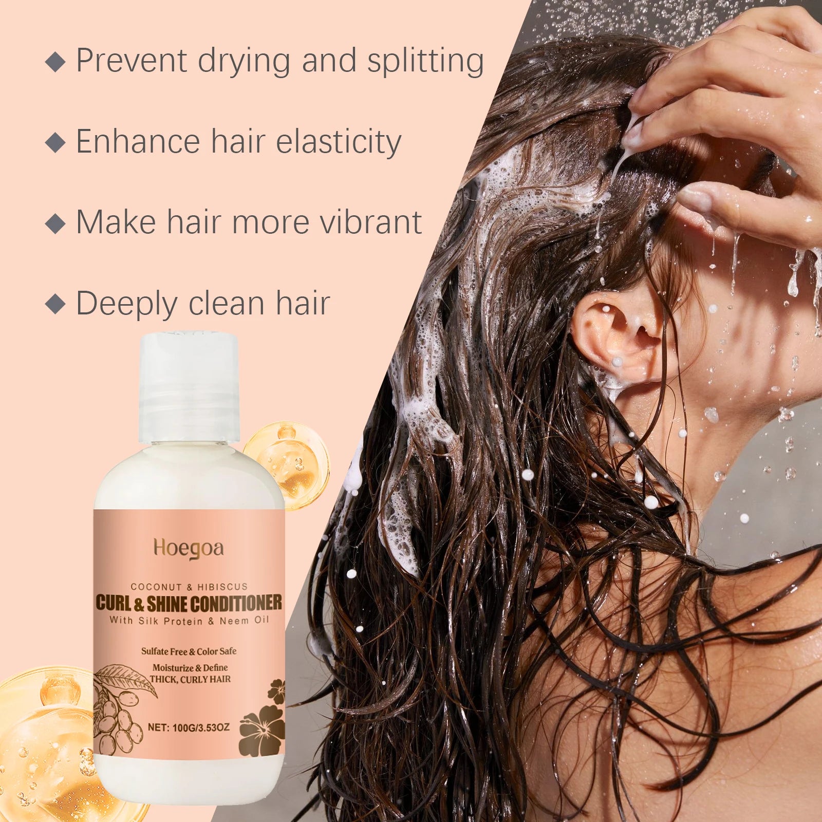 Coconut Shampoo and Conditioner Set - Hydrating Hair Care for Curly Hair | Oil Control Frizz Removal Scalp Cleansing Smoothing Peaceful Pleasures Health and Wellness