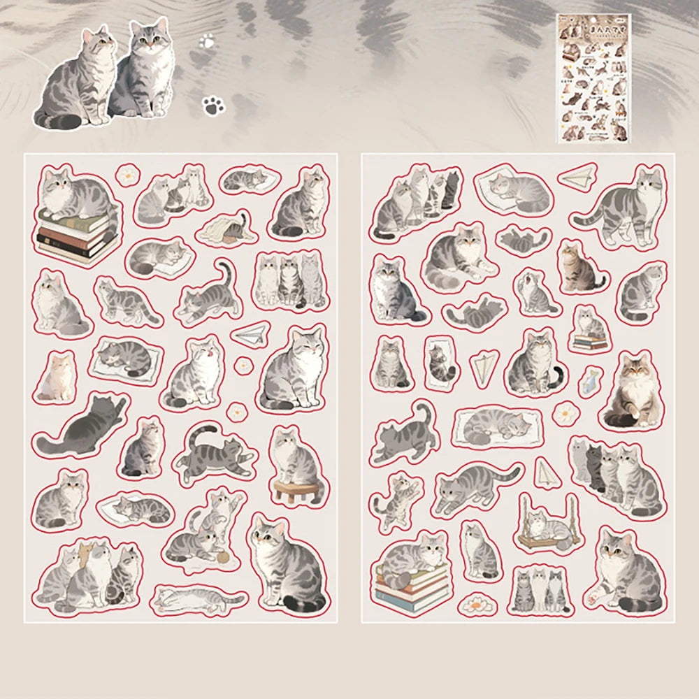 Pet Stickers Cute Cat Life Theme Landscape Decoration Booklet