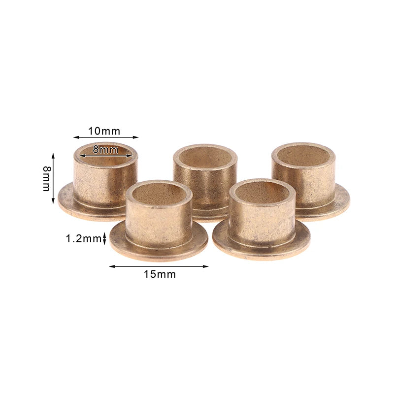 5Pcs Flange Bushing Copper Sleeve Inner Diameter 8MM Powder Metallurgy Oil Bearing With Edge Step Shoulder Peaceful Pleasures Health and Wellness 8x10x8