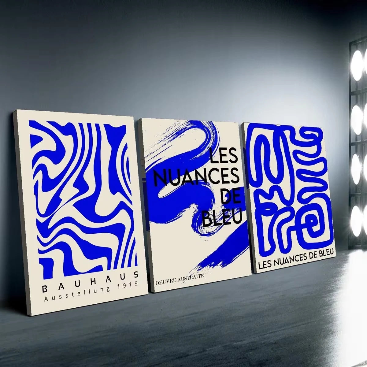 3-Piece Blue Abstract Canvas Wall Art Set | Modern Home Decor