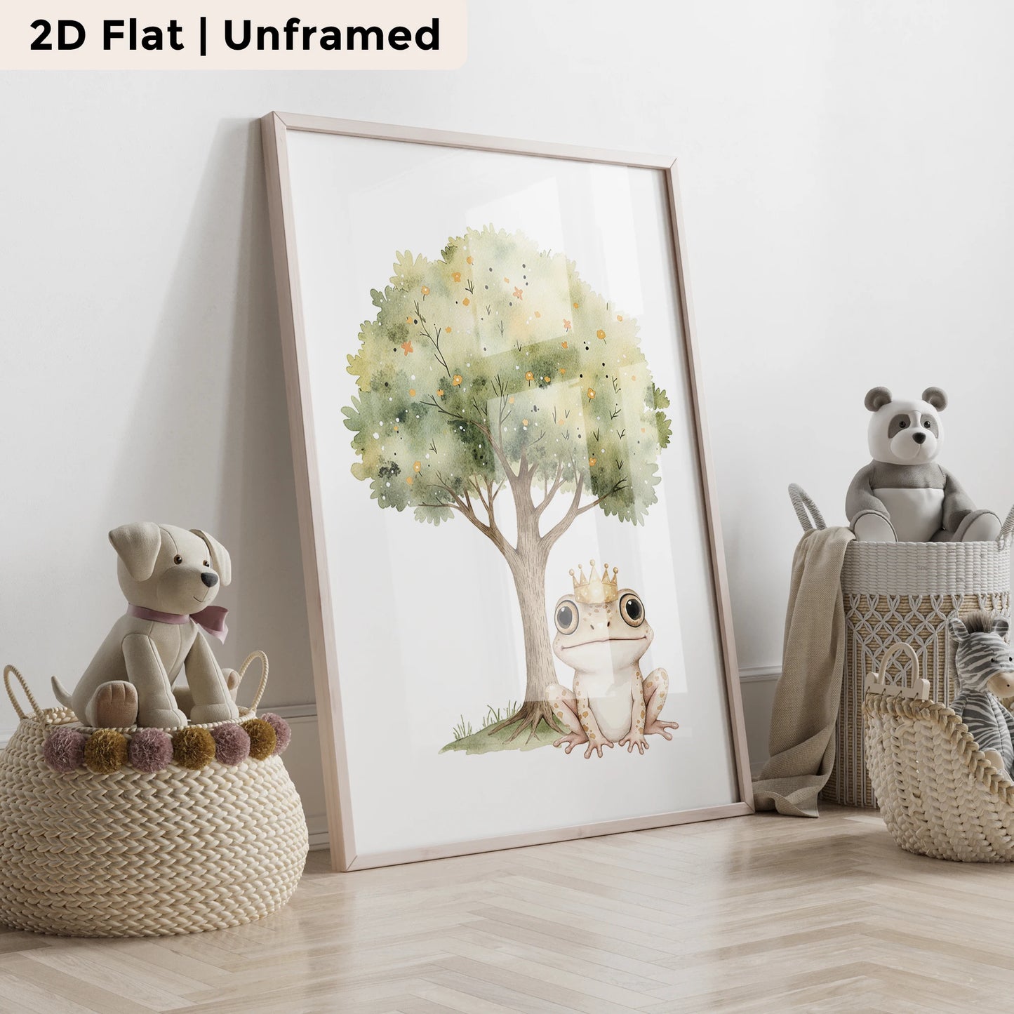 3-Piece Cartoon Frog & Fox Canvas Wall Art | Kids Room Decor