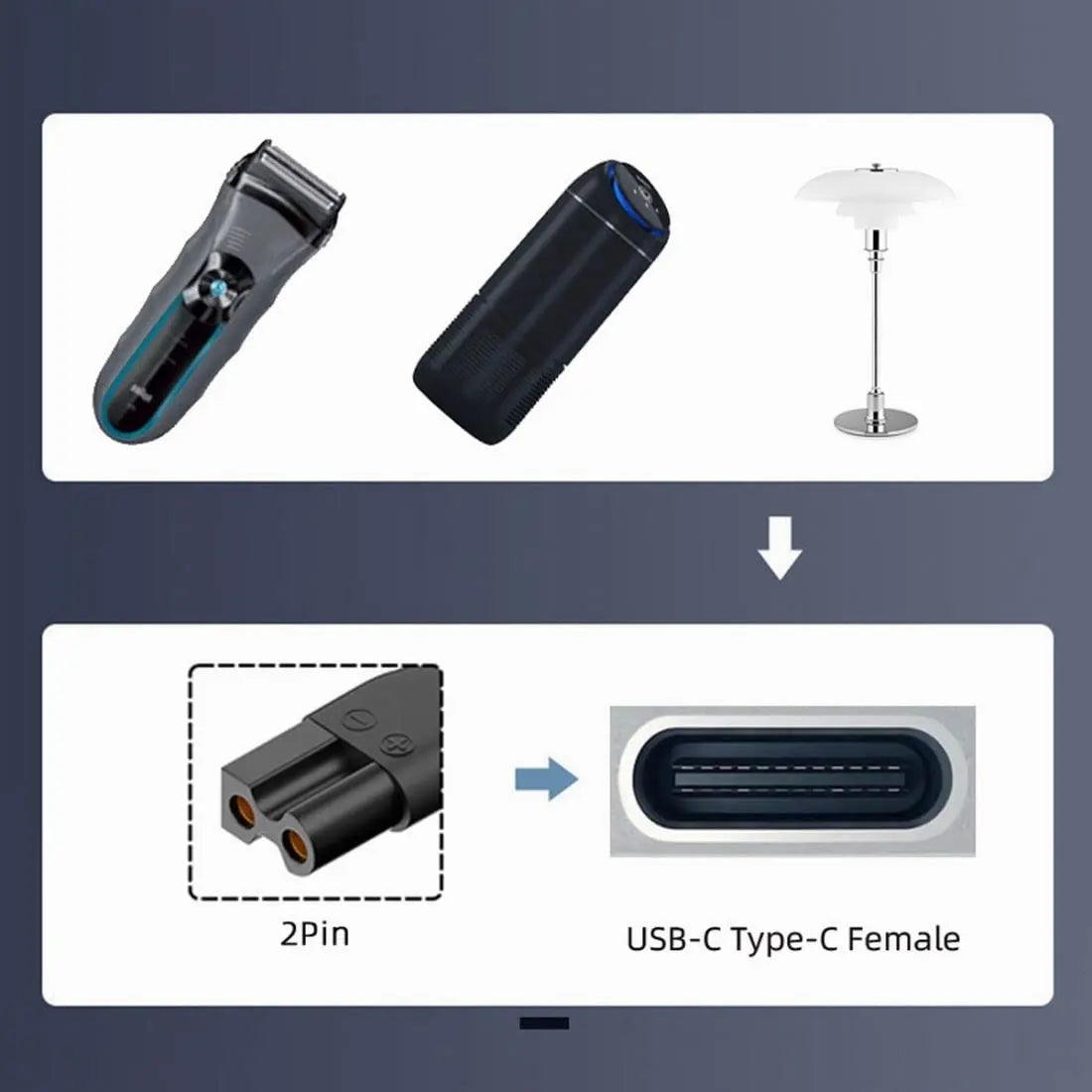 6-Piece Type-C USB Adapter Set for Hair Clippers & Trimmers