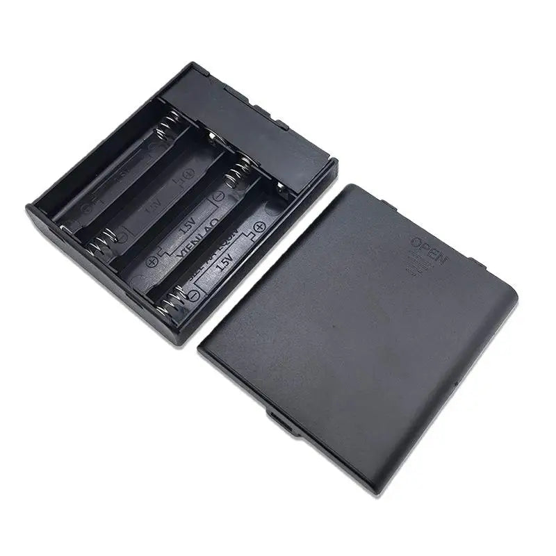 1pc AA Battery Box 4 Slots AA Battery Holder No.5 Battery Case With Power Switch And USB Female Socket Indicator Light Black Peaceful Pleasures Health and Wellness