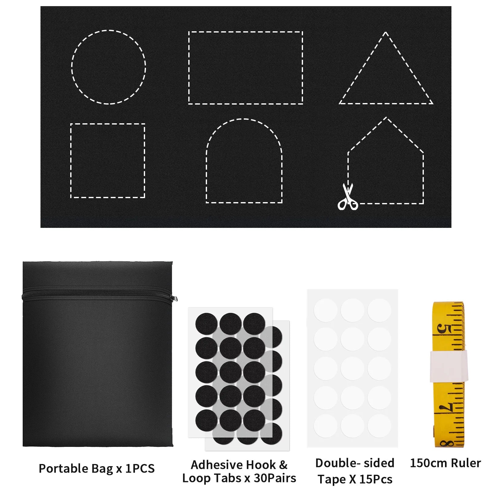 100% Blackout Curtain Self-adhesive Portable Travel Darkest Shades For Living Room Bedroom Home Glass Window Film Cloth Peaceful Pleasures Health and Wellness black 150x200cm