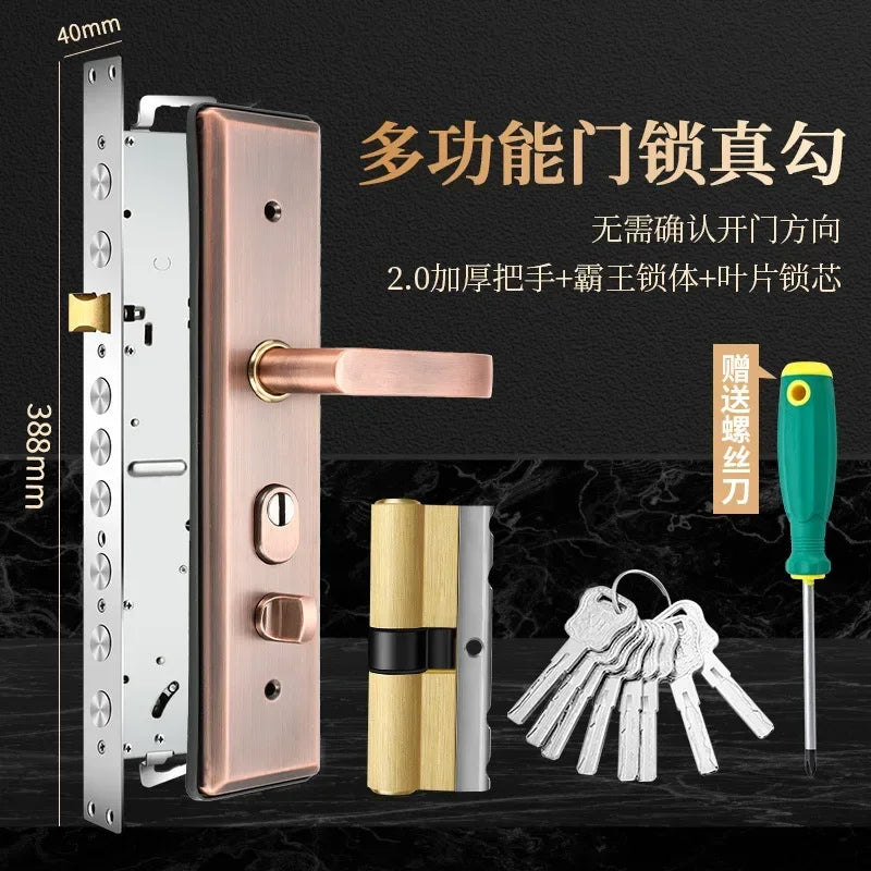 Anti-Theft Door Lock Set – Stainless Steel Handle & Keys
