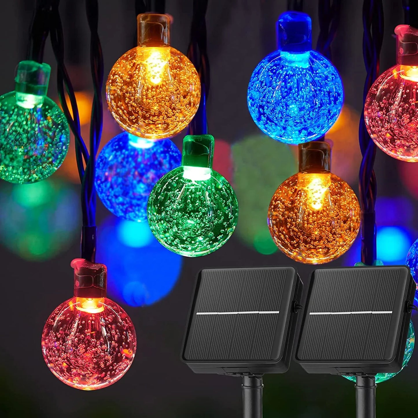 Solar String Lights 60 LED Crystal Globe IP65 – 8 Modes Outdoor