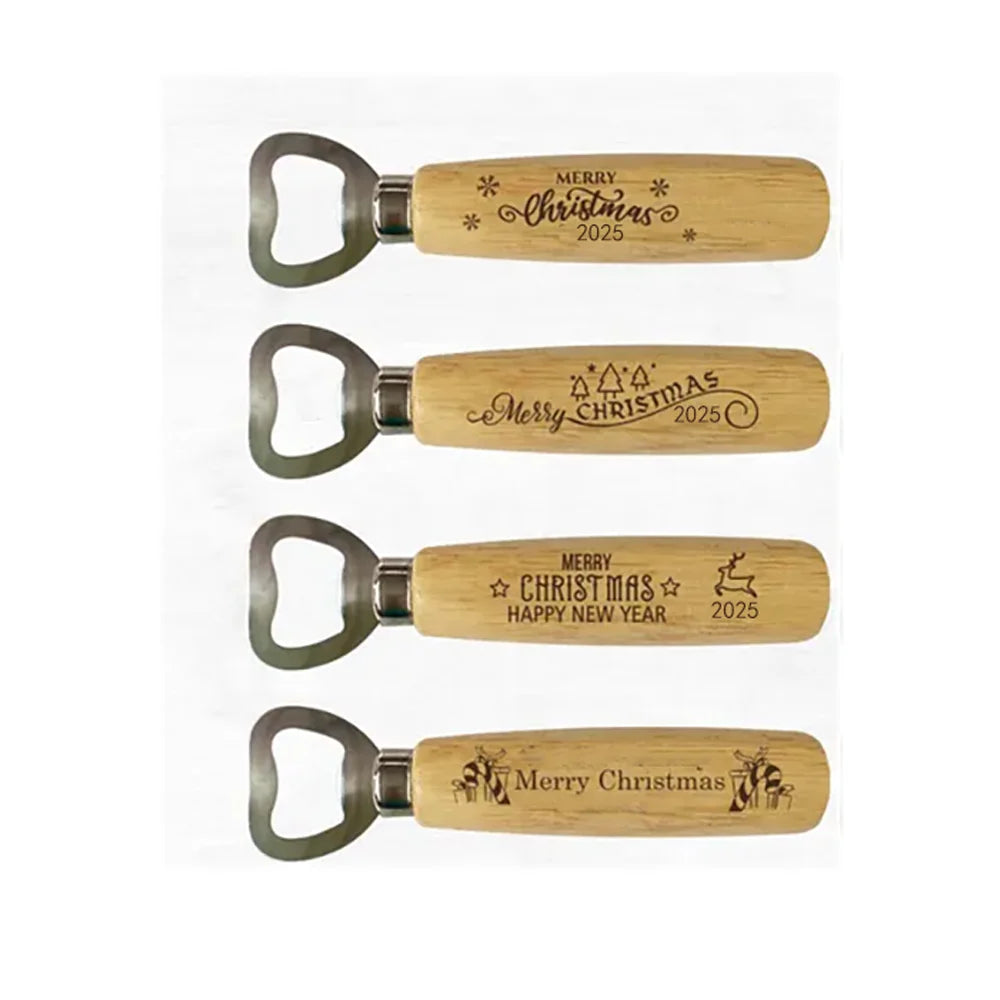 4-Piece Wooden Beer Bottle Opener Set | Christmas Gift