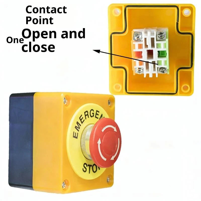 1Set 10A Emergency Stop Button Switch Box Waterproof Safety STOP Push Button With Rain Cover For Industrial Machine Peaceful Pleasures Health and Wellness A1 0