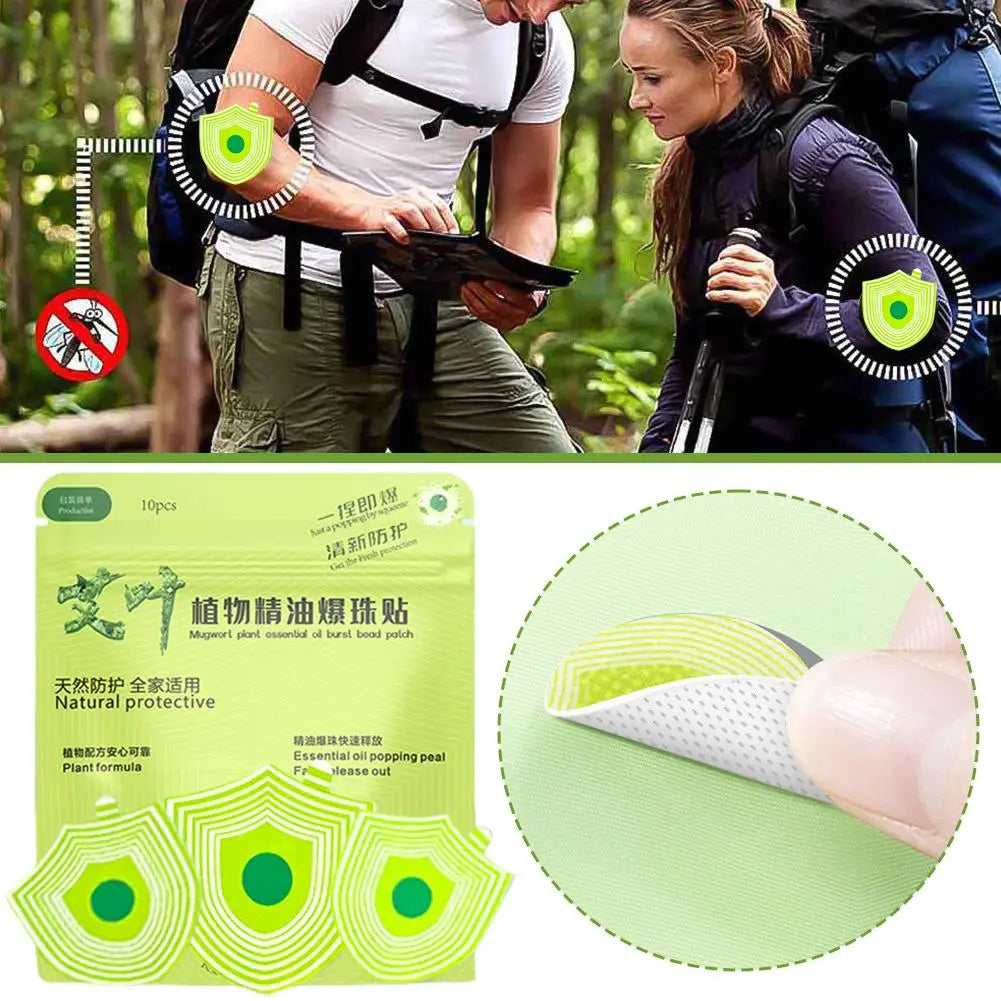 10pcs Anti-Mosquito Patch Plant Essential Oil Universal Long-Acting Portable For Adult Babies Mosquito Paste Non-Irritating Peaceful Pleasures Health and Wellness