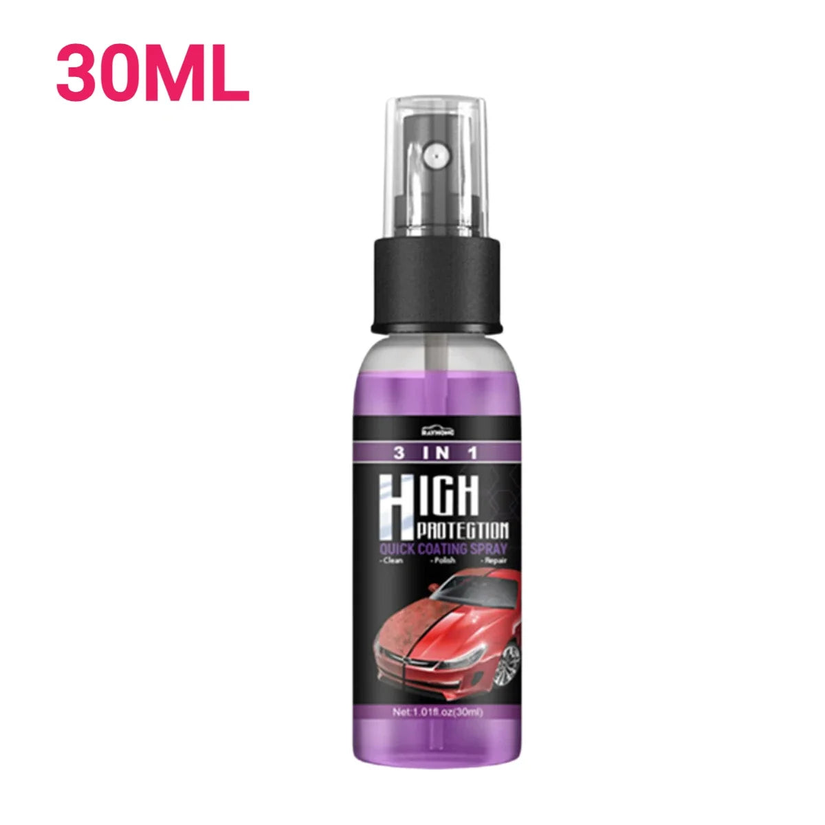 3In1 Quick Coating Spray 100ML High Protection Shine Armor Ceramic Car Wash Car Shield Coating Cleaning Nano Polishing Paint Wax Peaceful Pleasures Health and Wellness 30ml