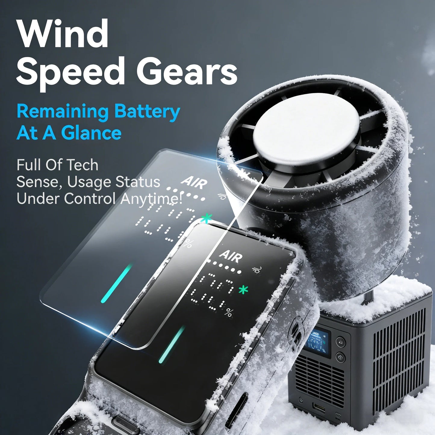 Rechargeable Handheld Fan | 16,000 RPM LED Display 3-in-1