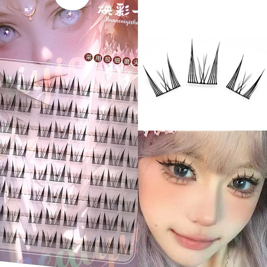 Lazy Cat Series Elf Large Capacity Eyelash Book Natural Long Curled Thin Stem Segmented False Eyelashes Devil Manga Lashes Peaceful Pleasures Health and Wellness