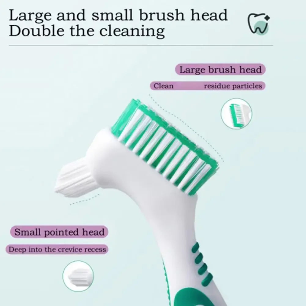 Denture Brush Denture Toothbrush With Multi-Layered Bristles & Anti-Slip Handle Denture Cleaning Care Double Sided Toothbrush Peaceful Pleasures Health and Wellness