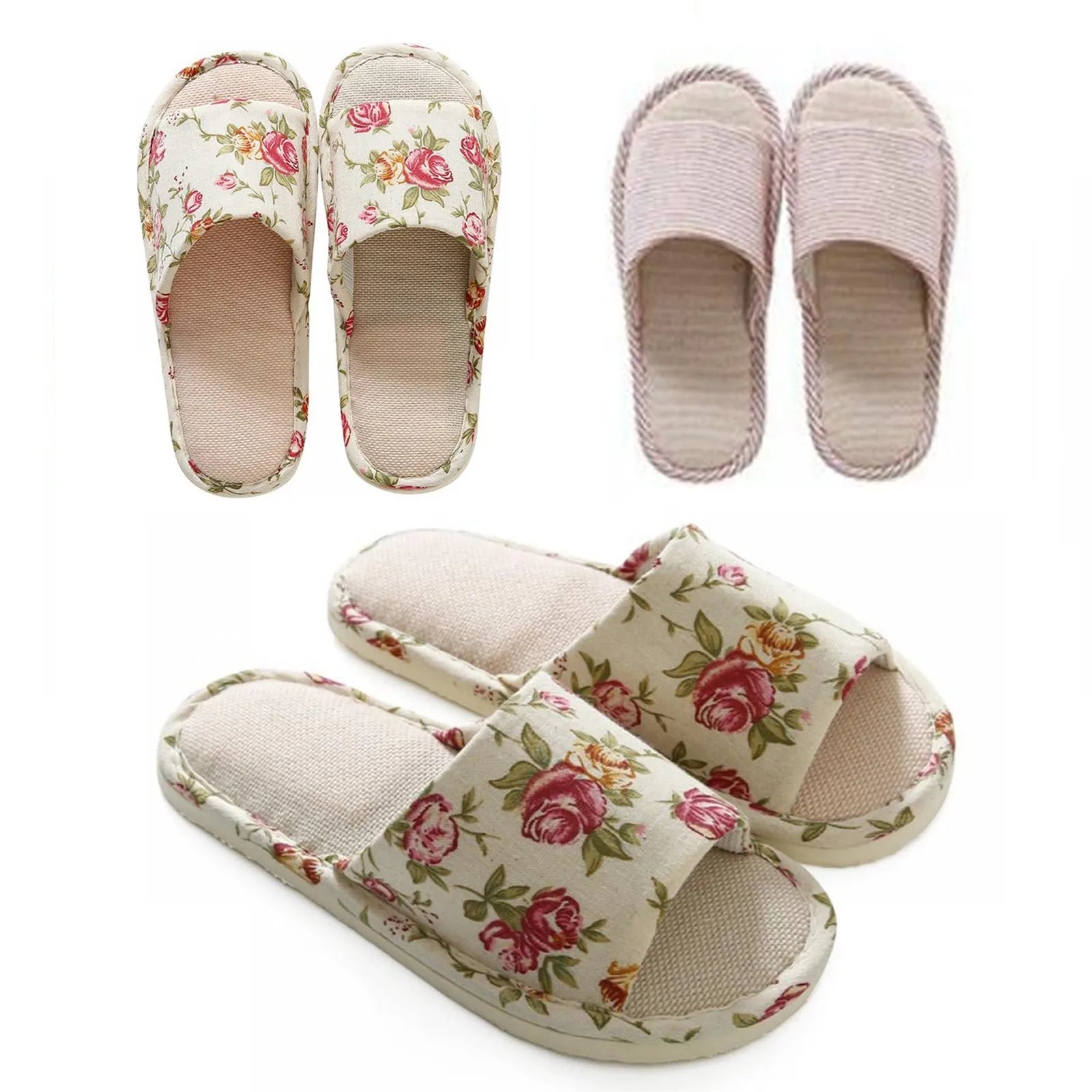 Linen Slippers Indoor Home Breathable Women Men Slides Linen Couples Anti-slip Shoes Beach Sandals Shoes Comfortable Flats Peaceful Pleasures Health and Wellness