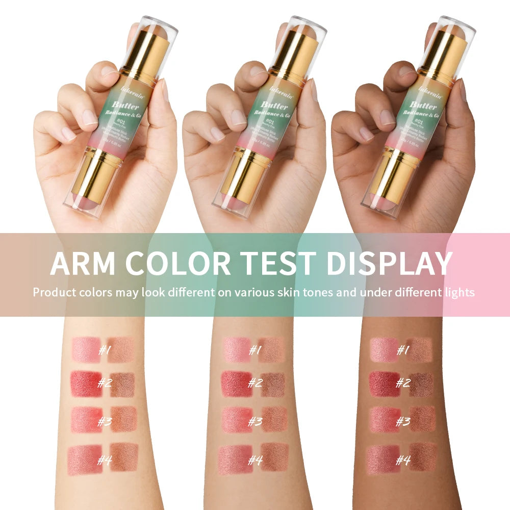Lakerain Butter Makeup Stick Nature Bronze Colored Matte Effect Moisturizing Smooth Dual-head Design Multi-purpose Makeup Stick Peaceful Pleasures Health and Wellness
