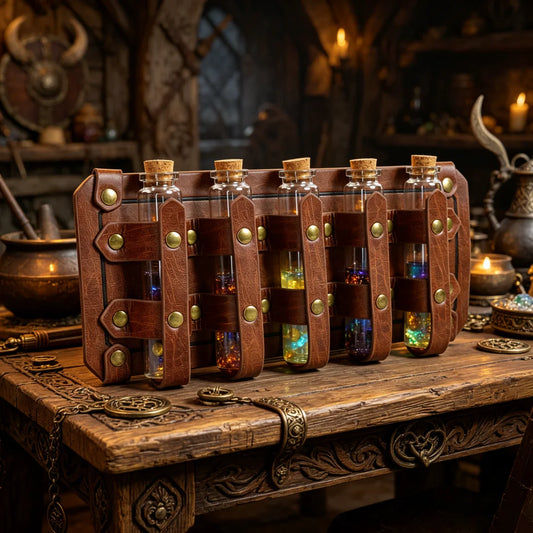 UYEE Medieval Leather Vial Holder Waist Sash Alchemy Potion Bottle Peaceful Pleasures Health and Wellness