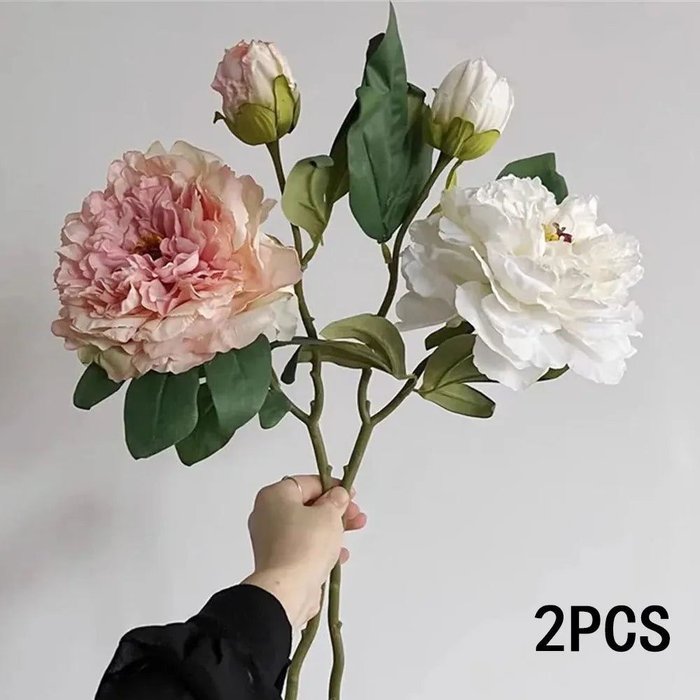2pcs Silk Peony Artificial Flowers – Wedding & Home Décor Bouquet