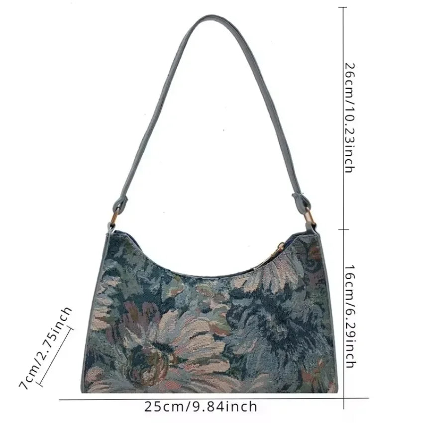 Women's Underarm Bags Autumn Trendy Oil Painting Shoulder Bag Cute
