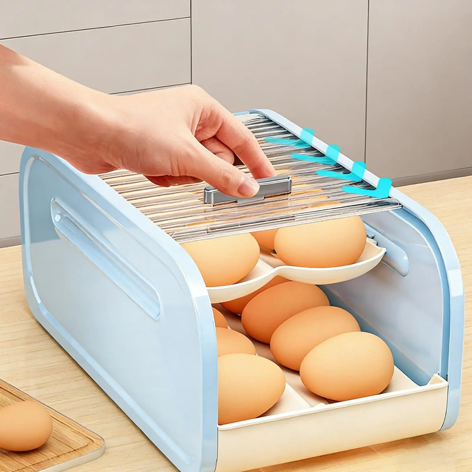 Automatic Rolling Egg Holder for Fridge | Large Capacity Dispenser Egg Storage Dispenser Peaceful Pleasures Health and Wellness