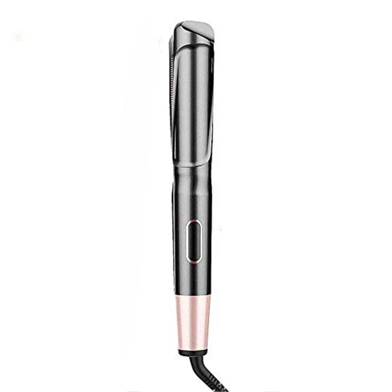 Pro 2-in-1 Negative Ion Electric Straightening & Curling Iron LCD Temperature Display for Long Hair & Dry Hair for Hotel Use Peaceful Pleasures Health and Wellness black EU