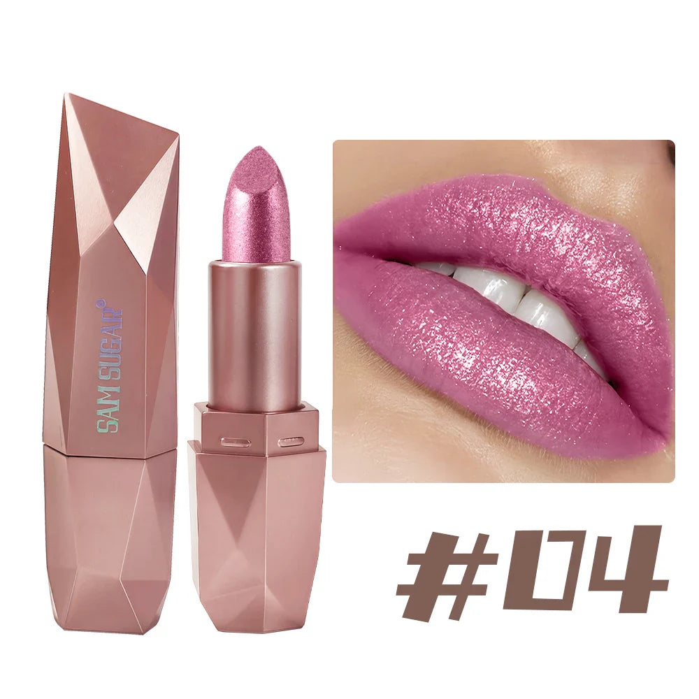 SAM SUGAR Diamond Glitter Lipstick – Metallic Pearlescent Shine