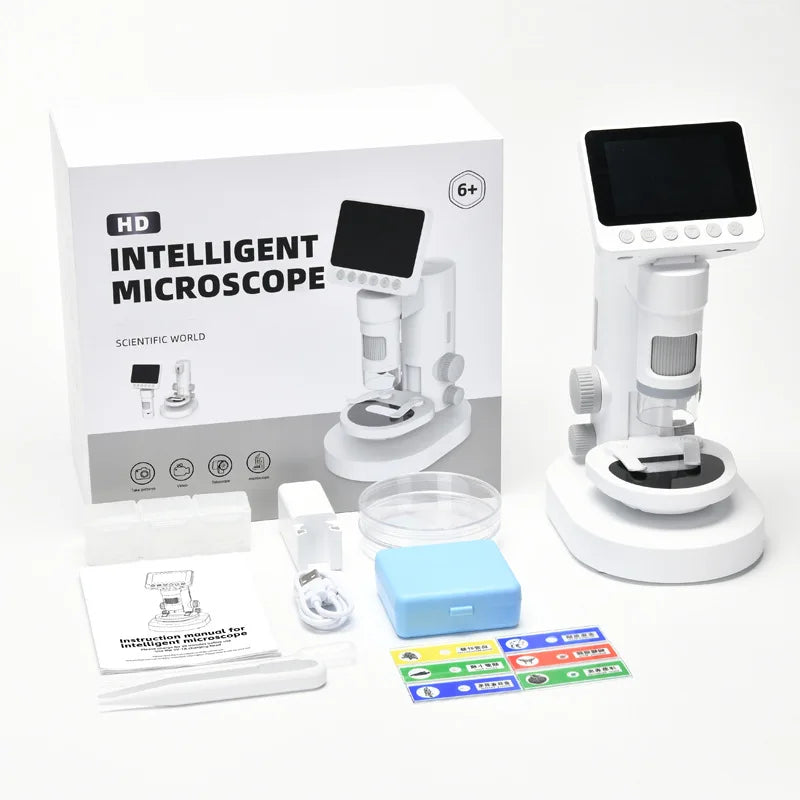 Children's Microscope Desktop Handheld Detachable Portable Digital Microscope Can Take Photos and Videos Peaceful Pleasures Health and Wellness white