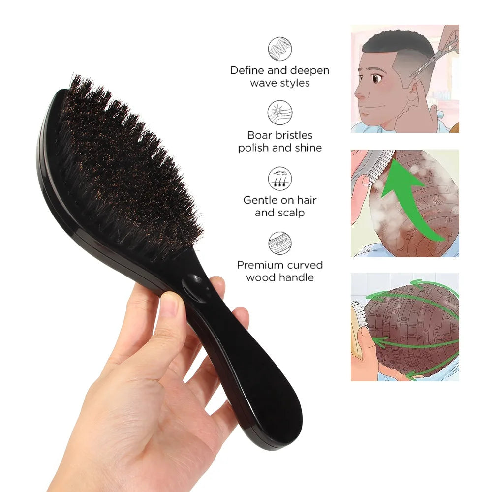Massage Facial Hair Brush Boar Bristle for Men's Beard Shaving Comb Face Hair Cleaning Brush Wave Comb Drop Shipping Peaceful Pleasures Health and Wellness