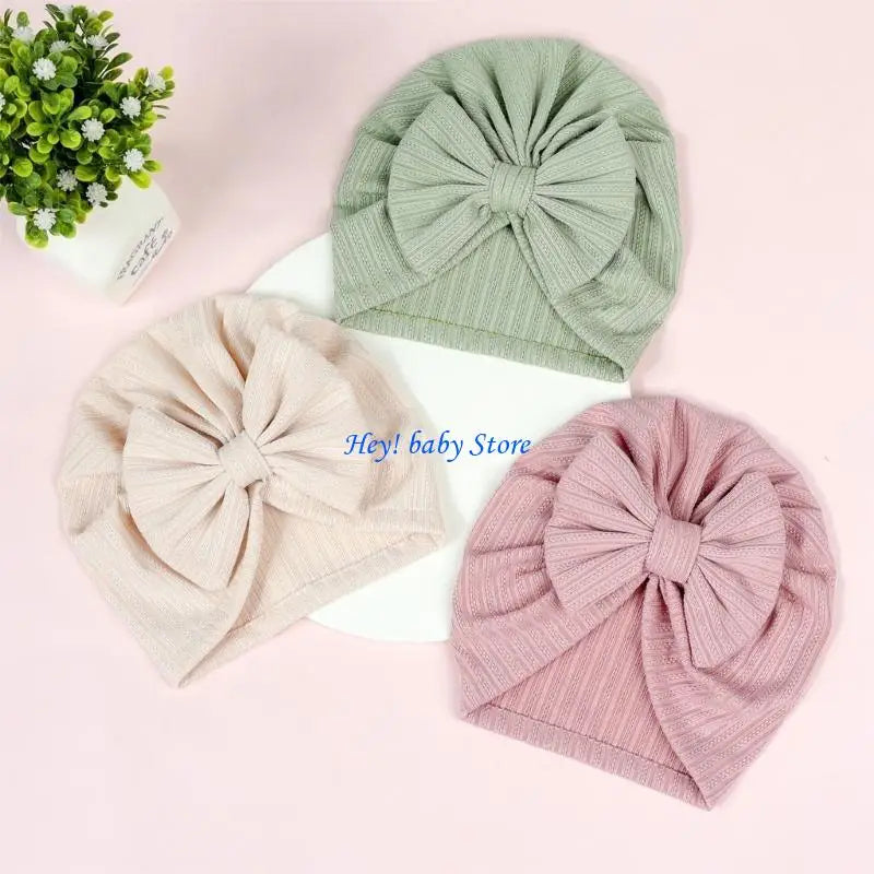 Baby Bowknot Turban Beanie Hat | Newborn Photo Prop 0–12M
