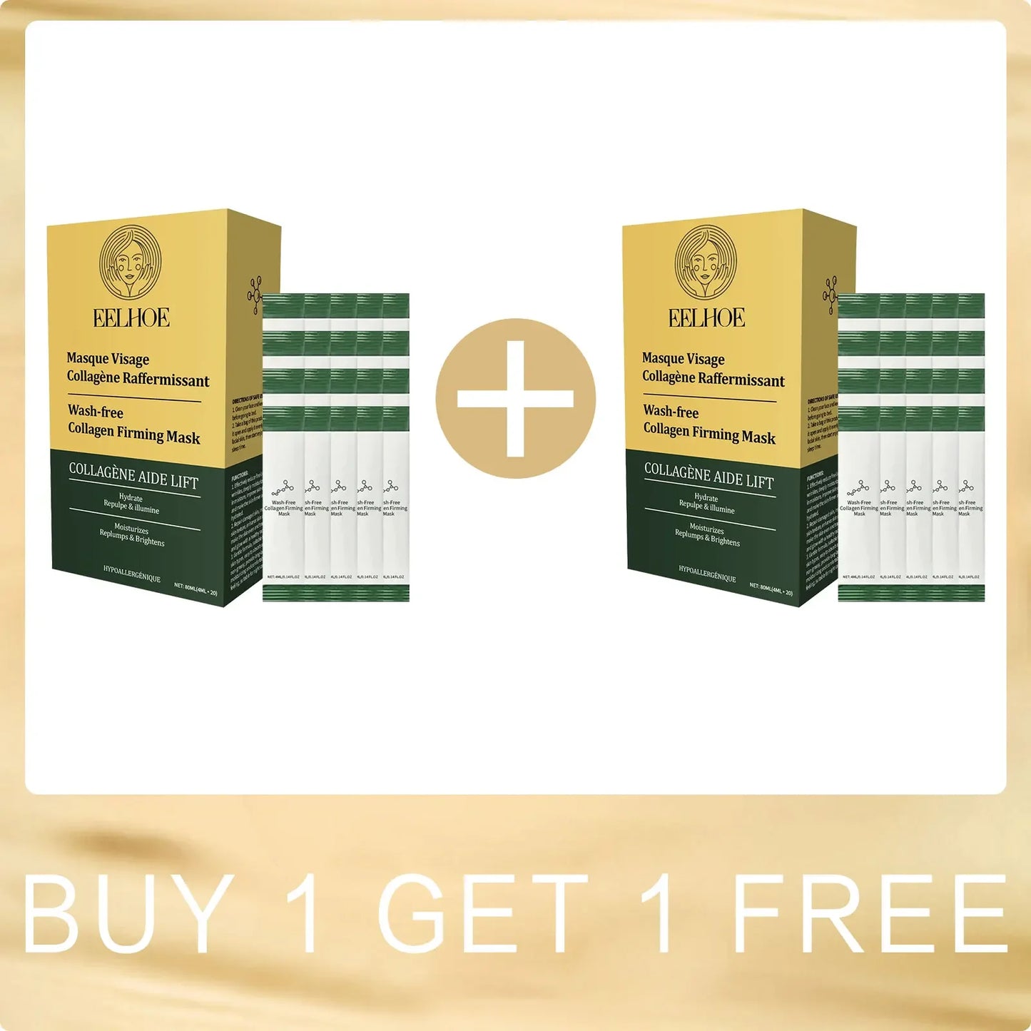 EELHOE Collagen Hydrating Face Sheet Mask – Hyaluronic Acid Peaceful Pleasures Health and Wellness Buy 1 for 1 Free