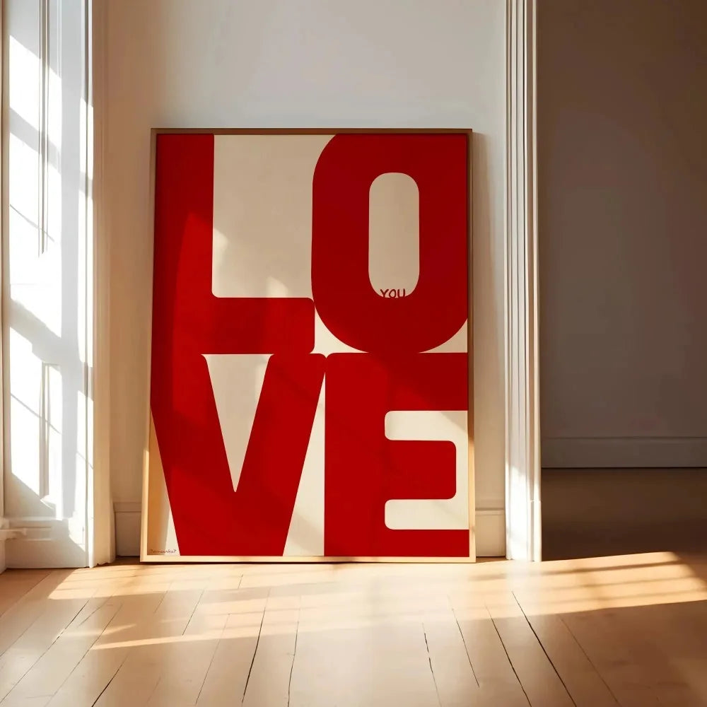Blue Red Love Minimalist Canvas Wall Art | Valentine's Decor