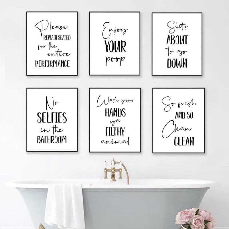 Funny Bathroom Wall Art Canvas Poster | Modern Minimalist WC Decor Canvas Wall Art Poster Peaceful Pleasures Health and Wellness