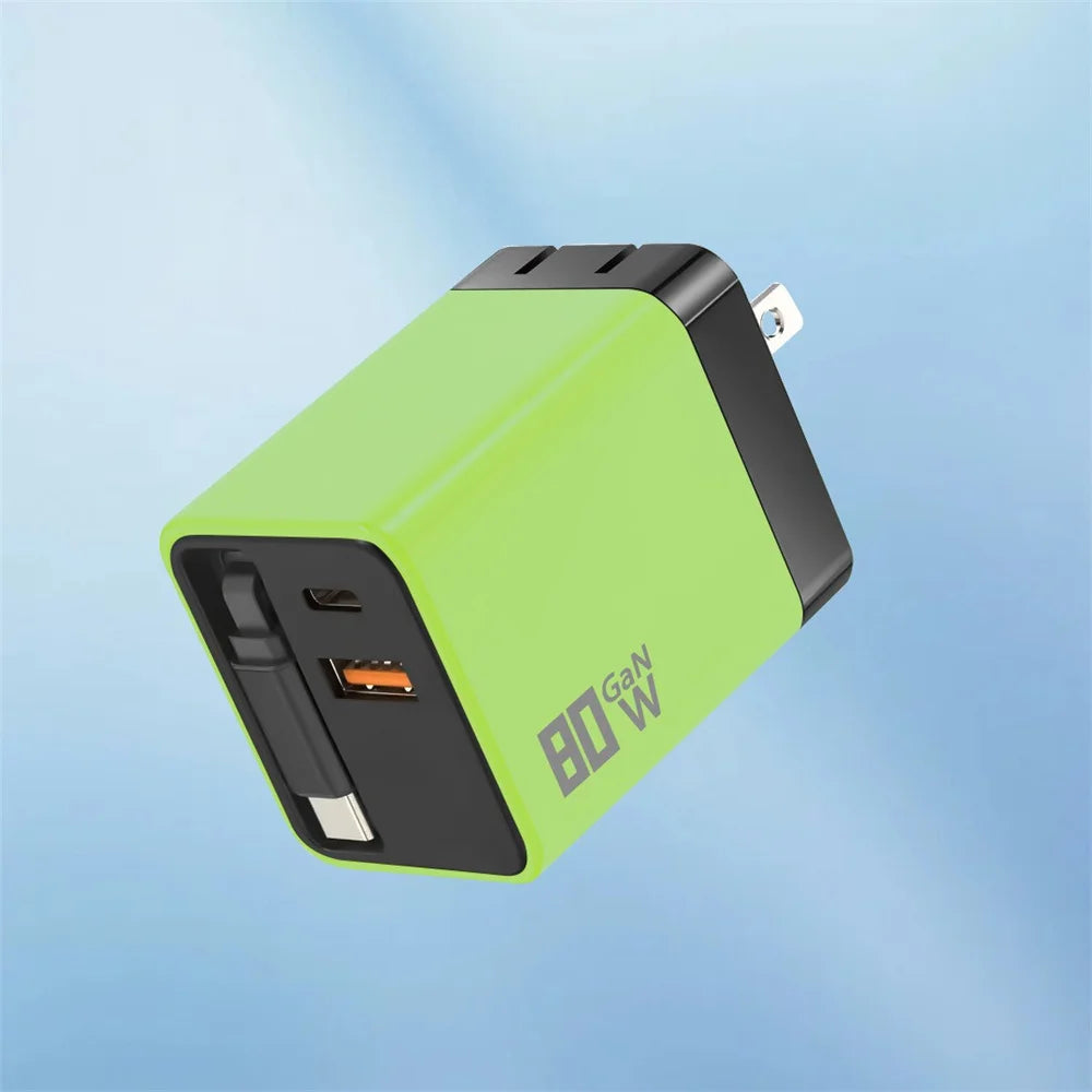 80W GaN Fast Wall Charger with USB-C Cable | iPhone & Android