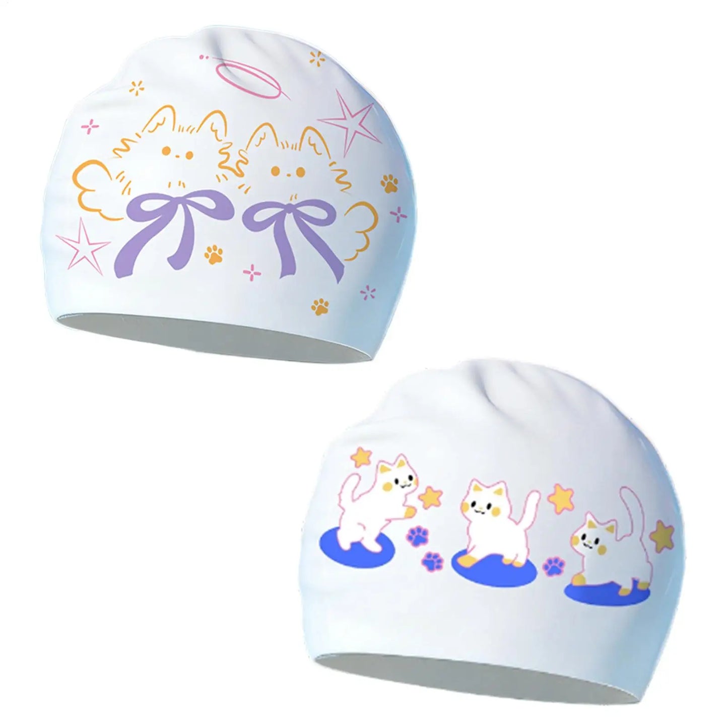 Women's Printed Silicone Swim Cap – Large, Long Hair & Ear Cover