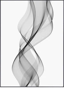 Abstract Geometric Black & White Wavy Canvas Wall Art Print