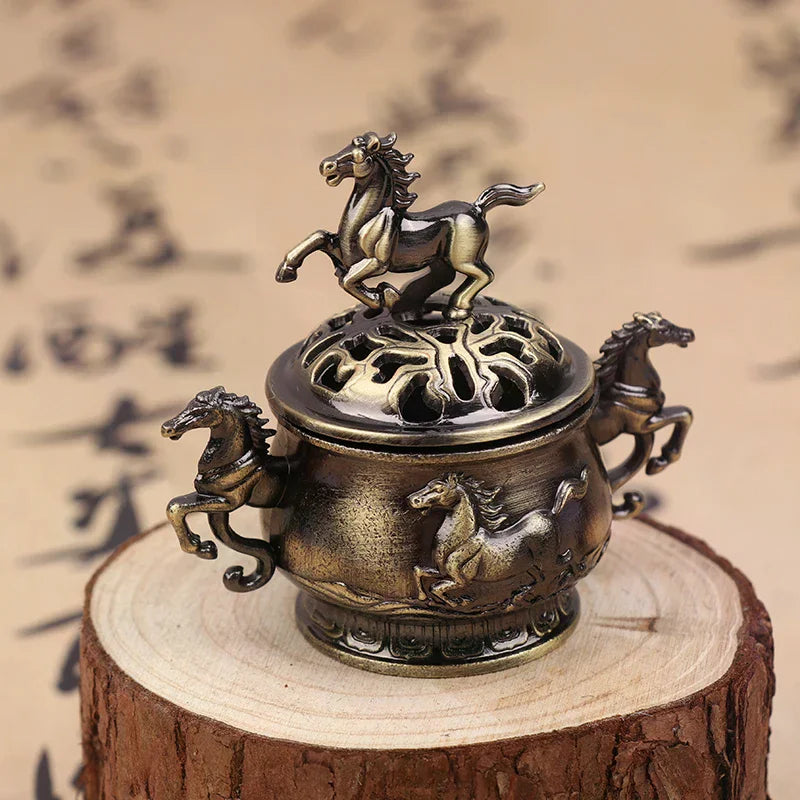Vintage Alloy Horse Incense Burner | Lotus Censer 2026 Incense Burner Peaceful Pleasures Health and Wellness