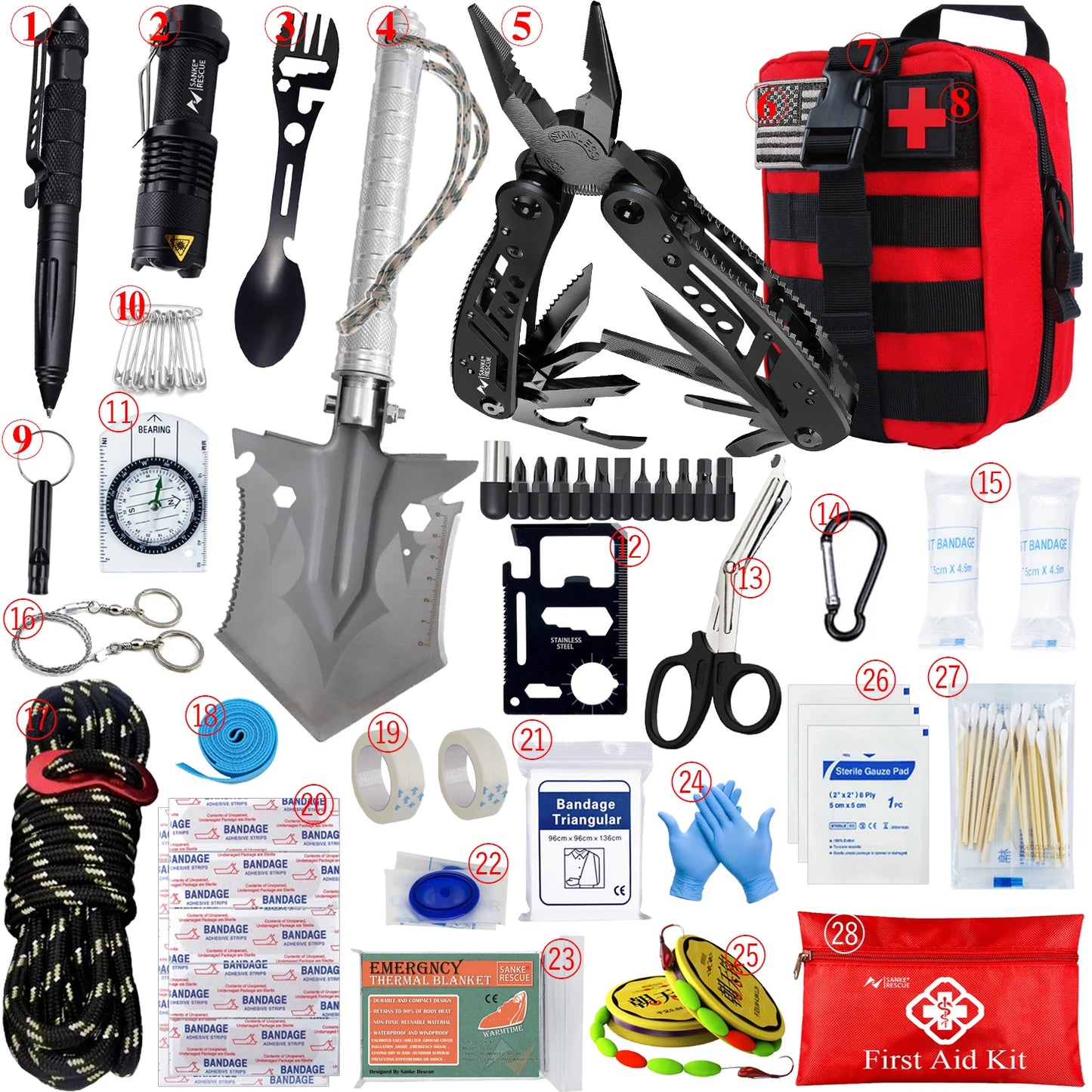 Car Survival First Aid Kit Full Set Molle Outdoor Gear Emergency Kits Camping Hiking Trauma Bag First Aid Kit Outdoor IFAK Edc Peaceful Pleasures Health and Wellness Red