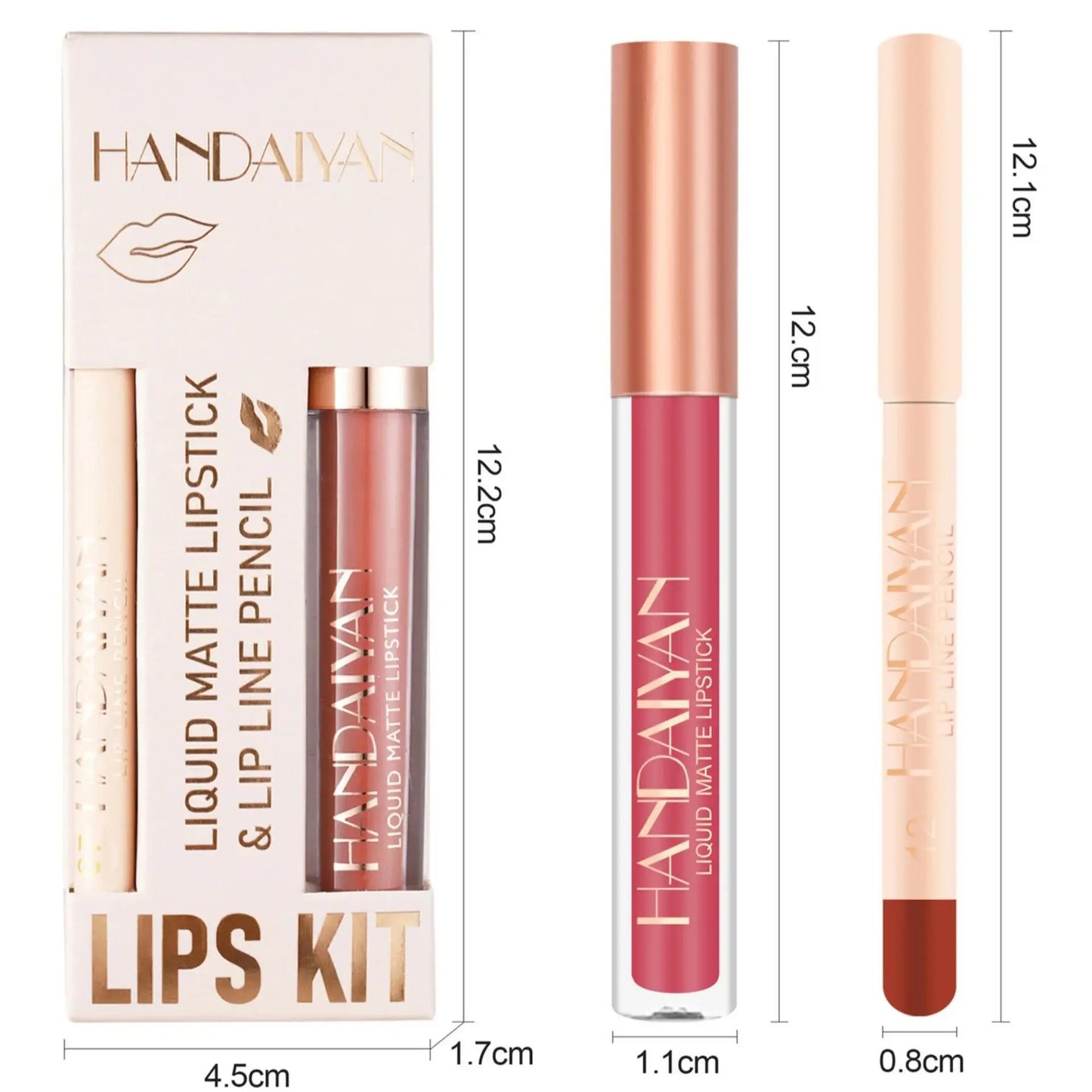 Handaiyan 2-in-1 Matte Lipstick & Lip Liner Set | 12 Shades