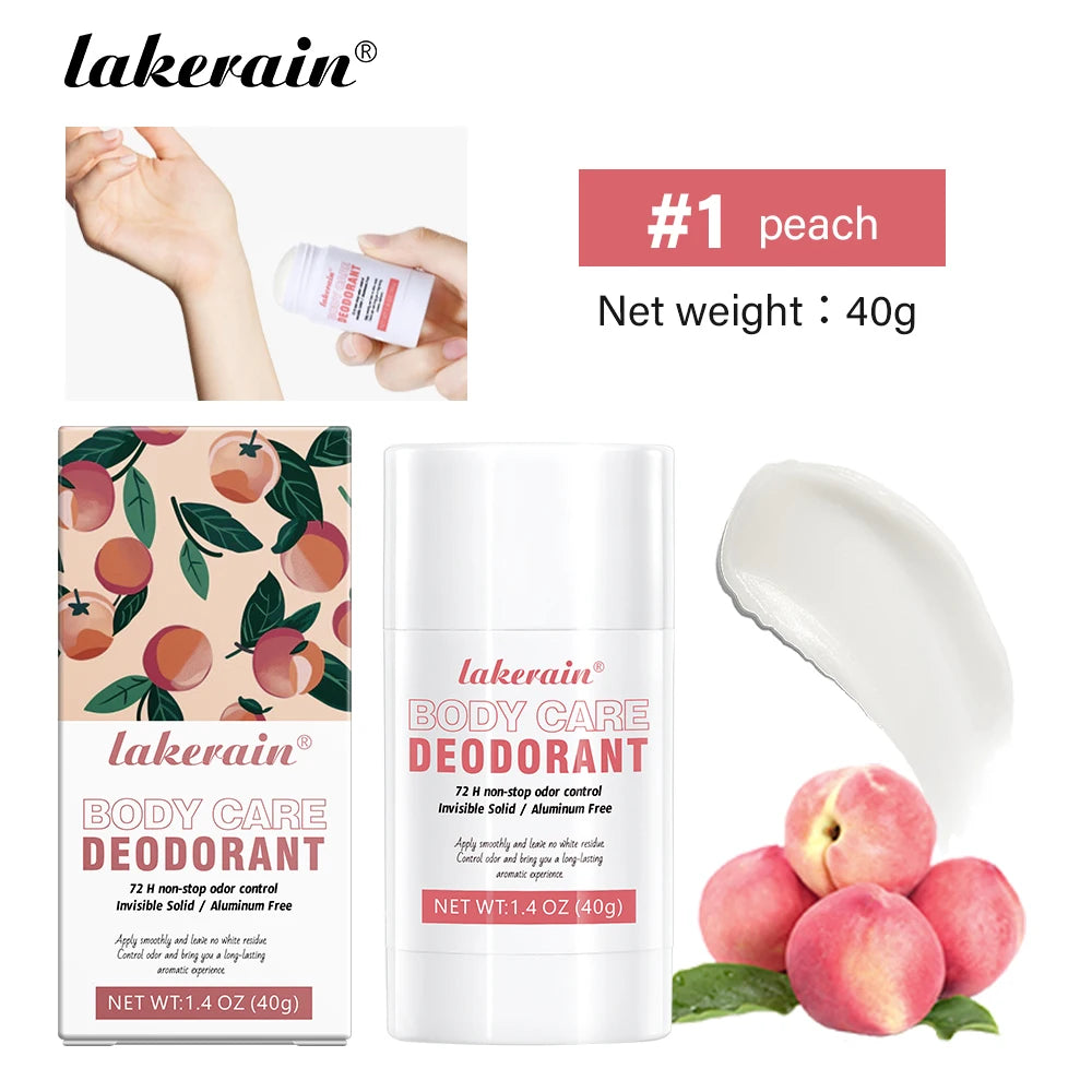 Lakerain Body Care Deodorant Long-Term Odor Control Natural Ingredients Aluminum-Free Sweet Fruity Aroma Full Body Deodorant Peaceful Pleasures Health and Wellness Peach