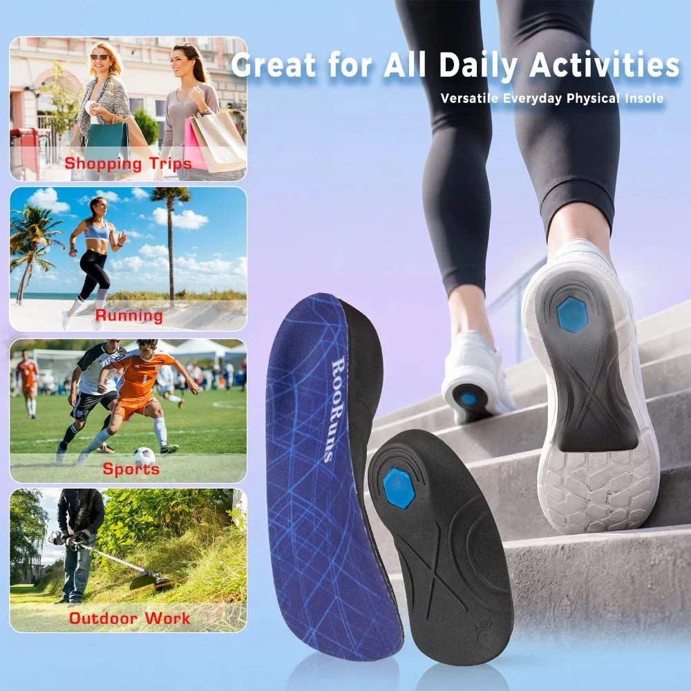 3/4 Plantar Fasciitis Orthotic Insoles, 330 LBS Firm Foot Support Insoles for Flat Feet, Heel Spurs, Overpronation, O/X-Legs Peaceful Pleasures Health and Wellness