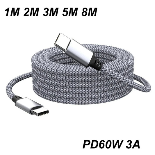 60W USB-C to USB-C Fast Charging Cable 3A | 1m to 8m Long USB-C Charging Cable Peaceful Pleasures Health and Wellness