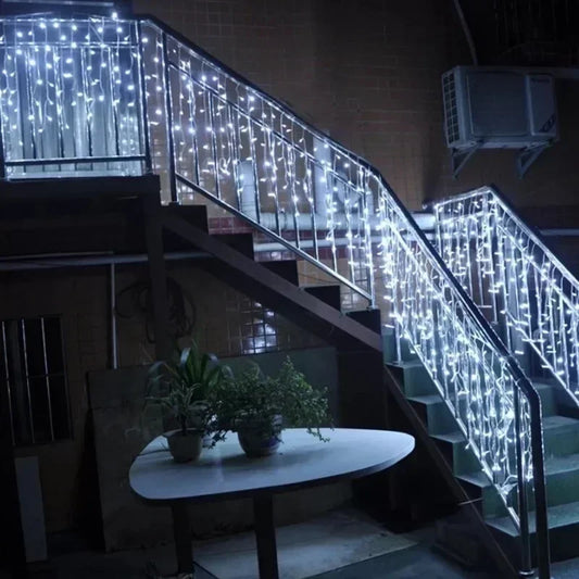 4M LED Icicle Curtain Lights | 8 Modes | Christmas & Garden LED Curtain String Lights Peaceful Pleasures Health and Wellness