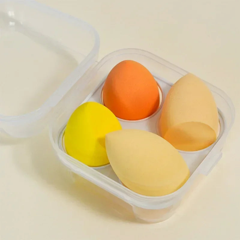 4-Piece Beveled Makeup Sponge Set | Foundation Blending Puffs
